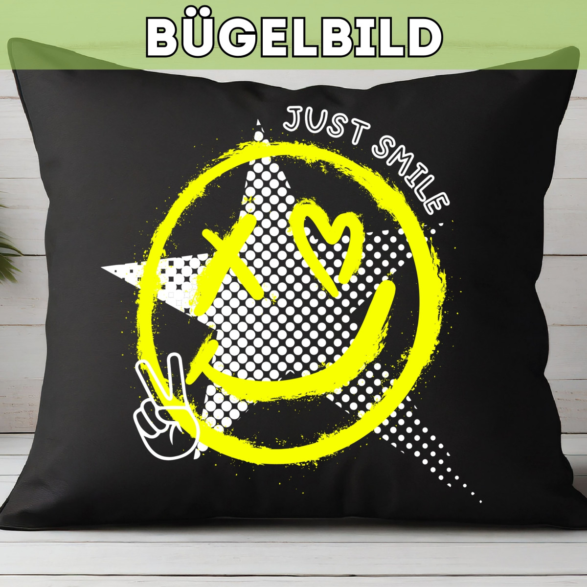 Bügelbild Big Smile gelb